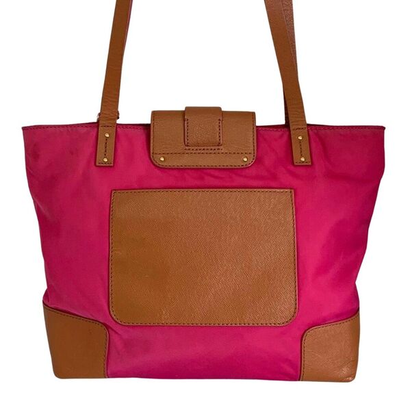 Tory Burch Pink Nylon Tote Shoulder Bag Medium Size - Picture 2 of 13